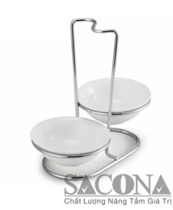 GIÁ ĐỠ VÁ SOUP 2 NGĂN Mã: SNC520336/2 Material / Chất liệu:Inox + Porcelain/ Inox + Sứ Brand / Nhãn hiệu : NCC