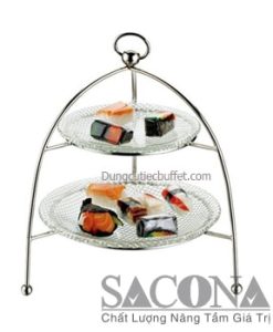 GIÁ BUFFET TRANG TRÍ 2 TẦNG TÔ THỦY TINH Model / Mã hàng : SNC520511