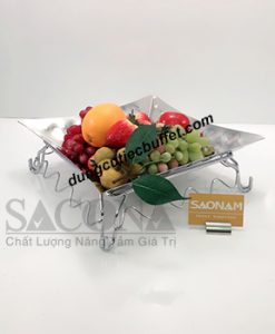 Bộ chân đế và dĩa vuông inox trưng bày thức ăn SN#5243058