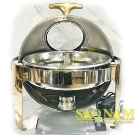 Nồi hâm buffet tròn chân vàng SN#520903kính