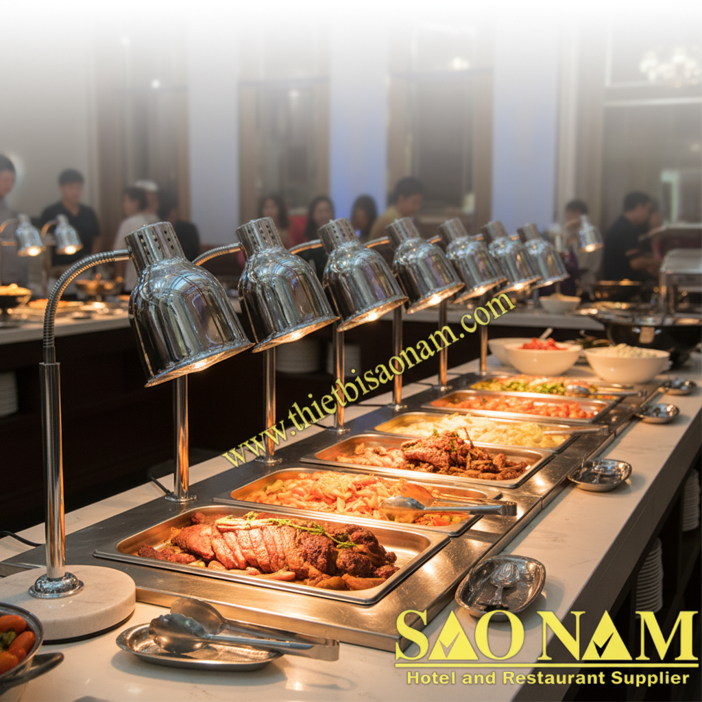 Đèn hâm nóng thức ăn công suất lớn - Giải pháp giữ ấm vượt trội cho bàn tiệc buffet chuyên nghiệp