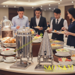 Bộ đôi bình hâm trà, cà phê inox Sacona với hai phiên bản dung tích: 13 lít SN#520191 và 4 lít SN#520192