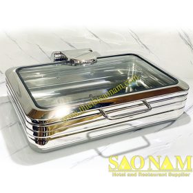 SN#520024 – Nồi hâm hình chữ nhật nắp kính dùng bếp từ