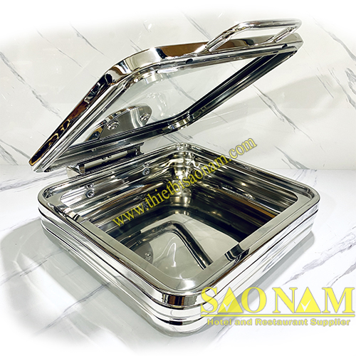 SN#520025 – Nồi hâm hình vuông nắp kính dùng bếp từ