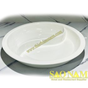 SN#520211 – Khay sứ tròn 2 ngăn hình chữ S