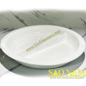 SN#520213 – Khay sứ tròn 2 ngăn thẳng