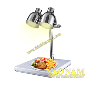 N#520811/1 – Đèn hâm nóng 2 bóng kép inox đế đá trắng