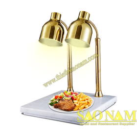 SN#520814 – Đèn hâm nóng 2 bóng rời inox mạ vàng đế đá trắng