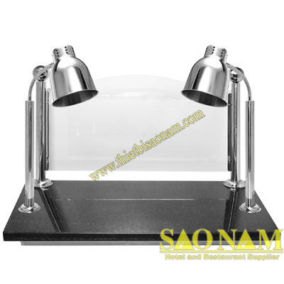 SN#520815 – Đèn hâm nóng 2 bóng mặt đá chữ nhật đen
