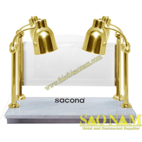 N#520820 – Đèn hâm nóng 4 bóng inox mạ vàng mặt đá chữ nhật trắng