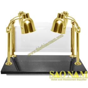 SN#520821 – Đèn hâm nóng 4 bóng inox mạ vàng mặt đá chữ nhật đen