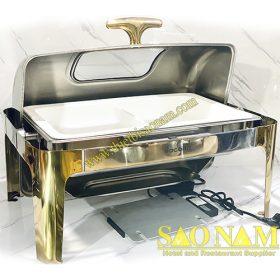 NỒI HÂM THỨC ĂN HÌNH CHỮ NHẬT NẮP KIẾNG CHÂN VÀNG SN#520904