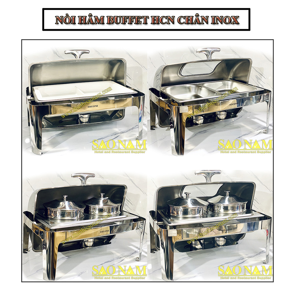 Bộ sưu tập nồi hâm thức ăn chân inox cao cấp SN#520031, SN#520032, SN#520032/1, SN#520053 và SN#520054