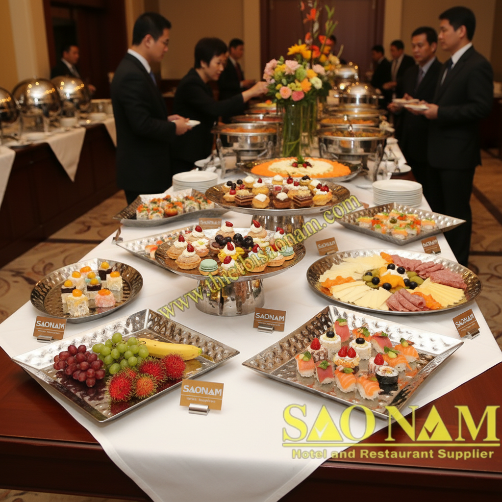 Đĩa Inox Trưng Bày Thức Ăn