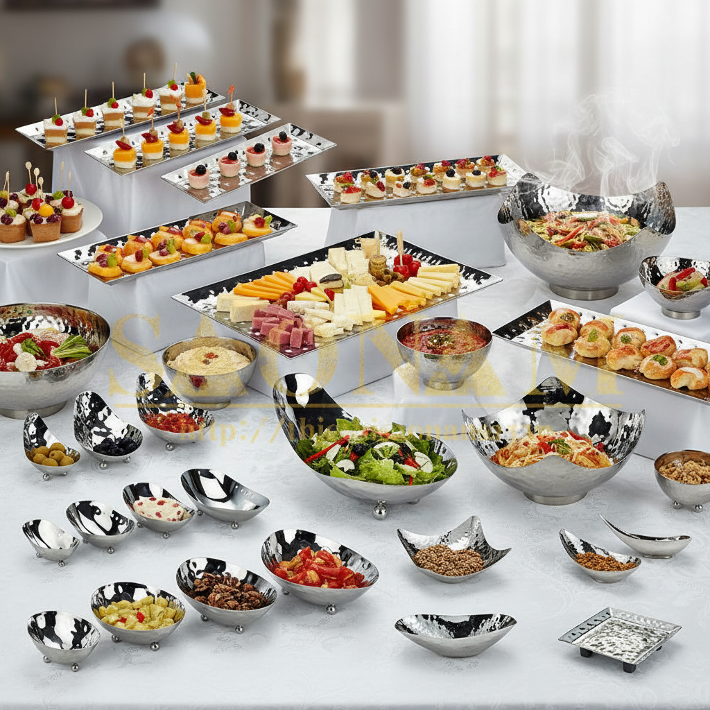 Dĩa inox trưng bày thức ăn