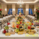 kệ trưng bày buffet 3 tầng