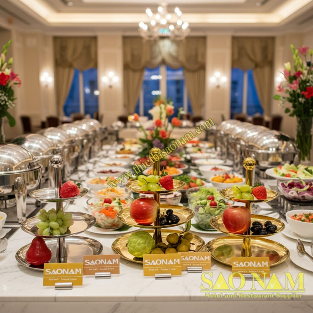 kệ trưng bày buffet 3 tầng