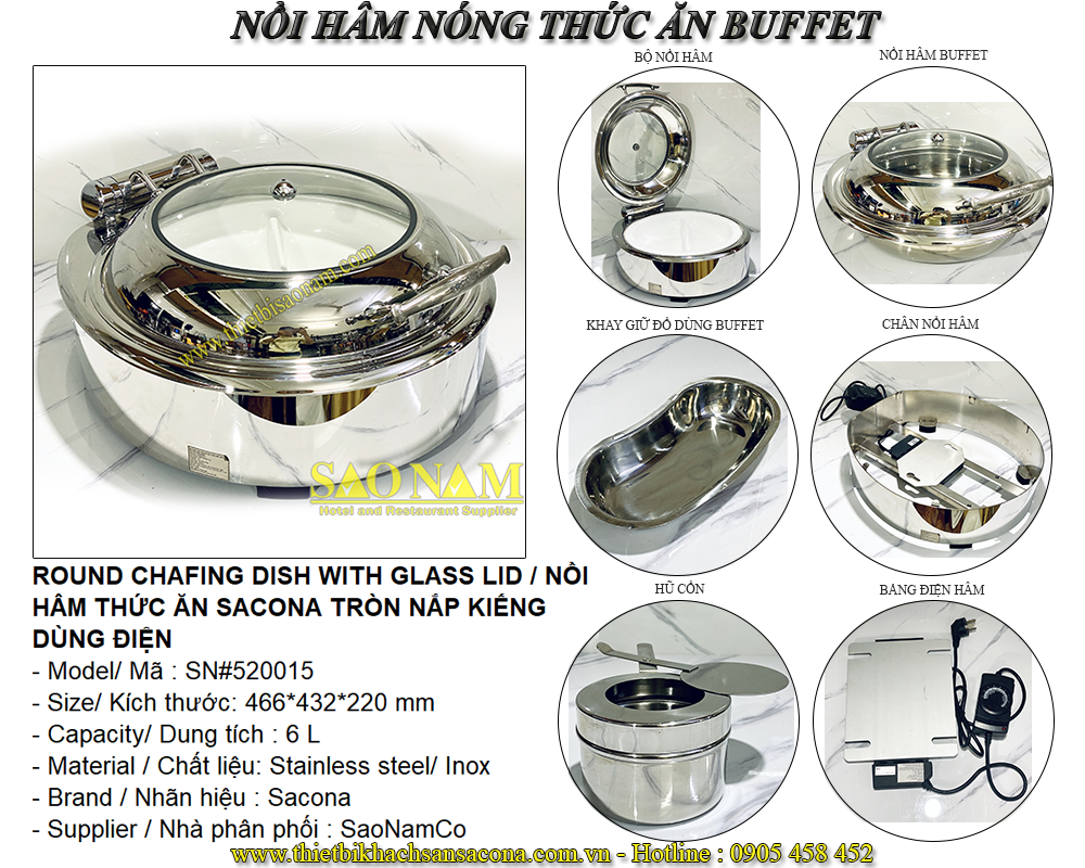 Nồi Hâm Nóng Buffet Inox Tròn