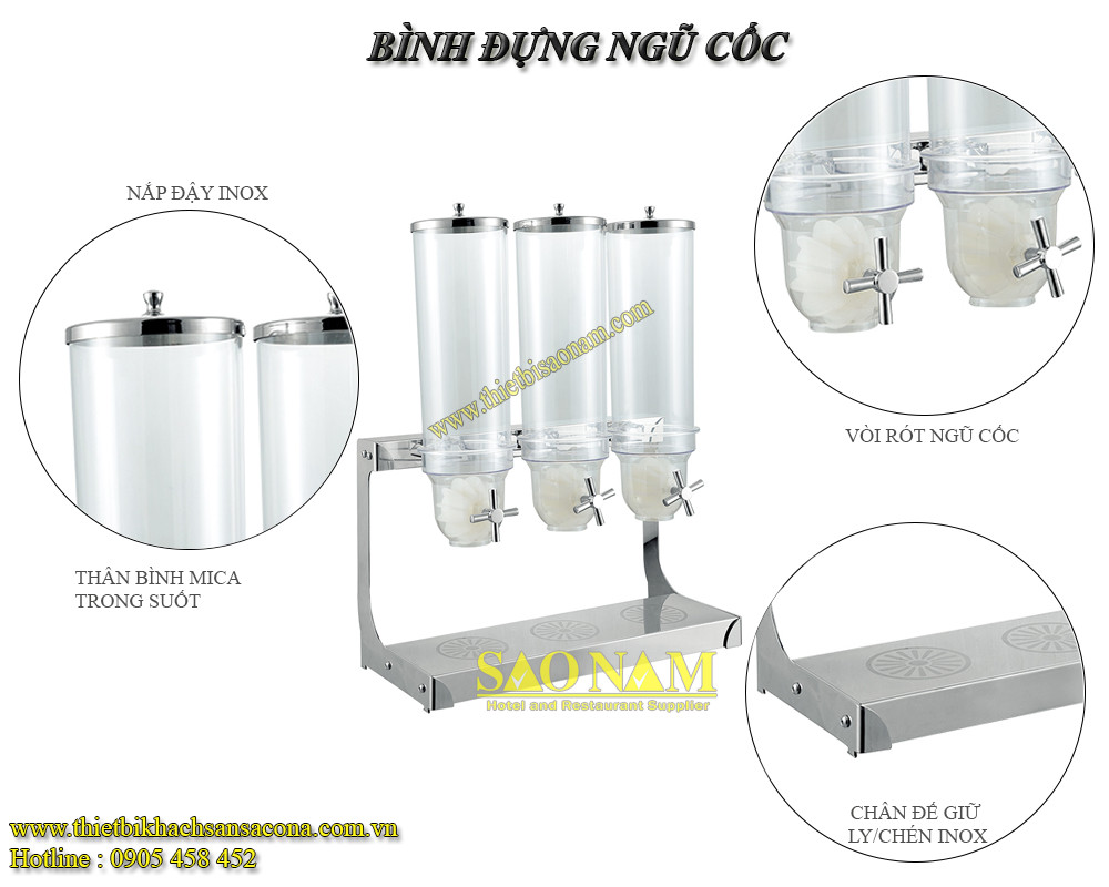 Bình đựng nước trái cây inox 3 ngăn: Giải pháp đa dạng cho bàn tiệc buffet chuyên nghiệp